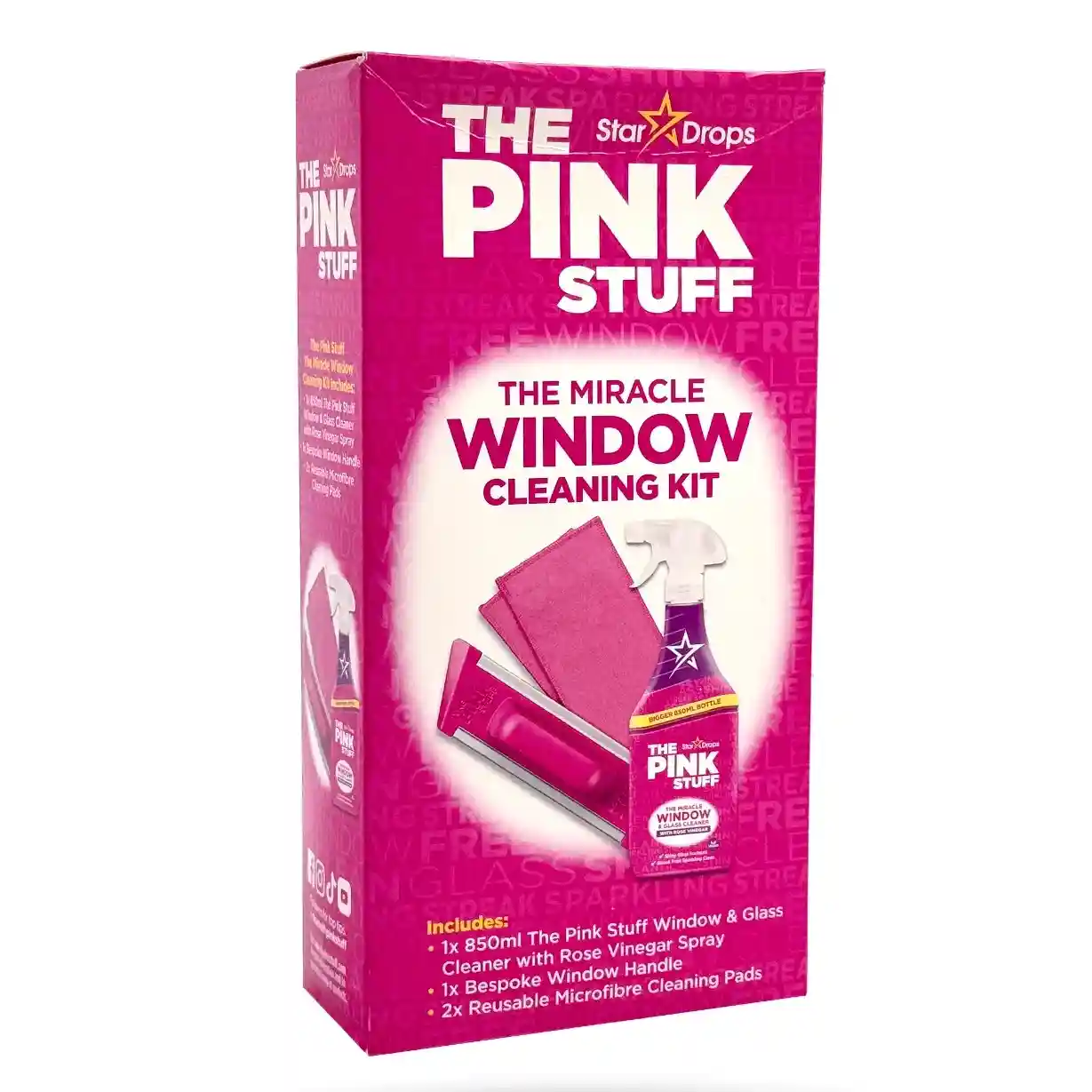 پک شستشوی شیشه پینک استاف Window Cleaning Kit با اسپری سرکه رز